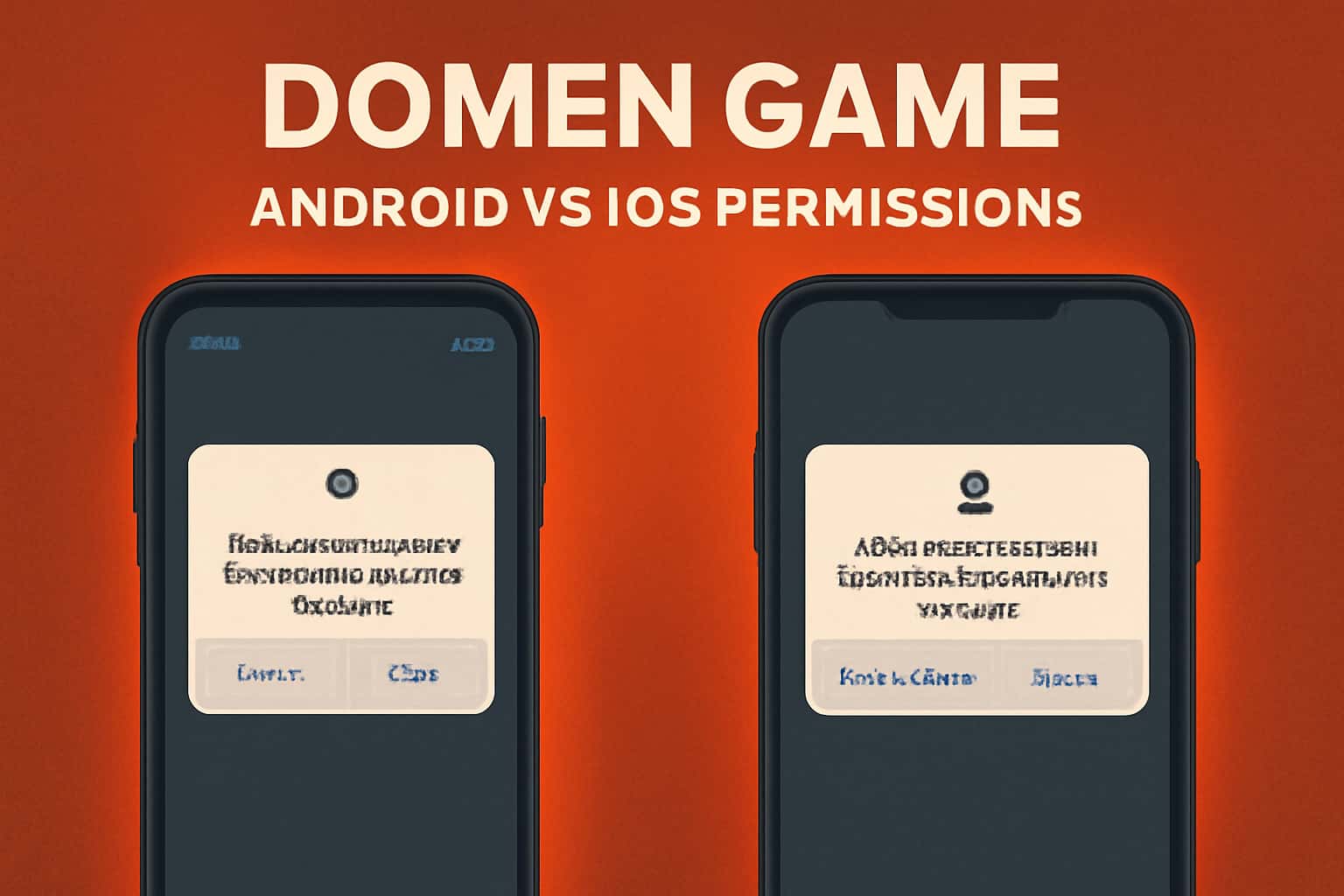 Informational scene about Domen Game permissions on Android and iOS.