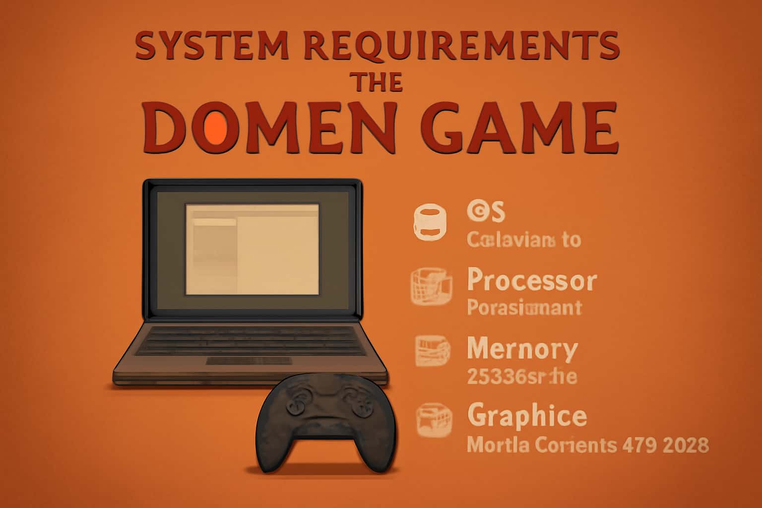 An informational representation of system requirements relevant to Domen Game, featuring the game's title.