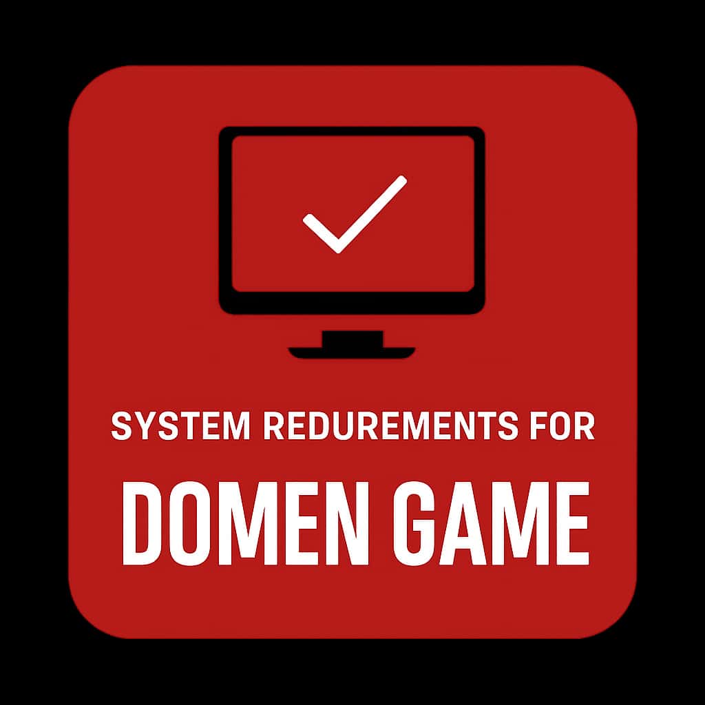 An icon representing system requirements for Domen Game, highlighting the main title.