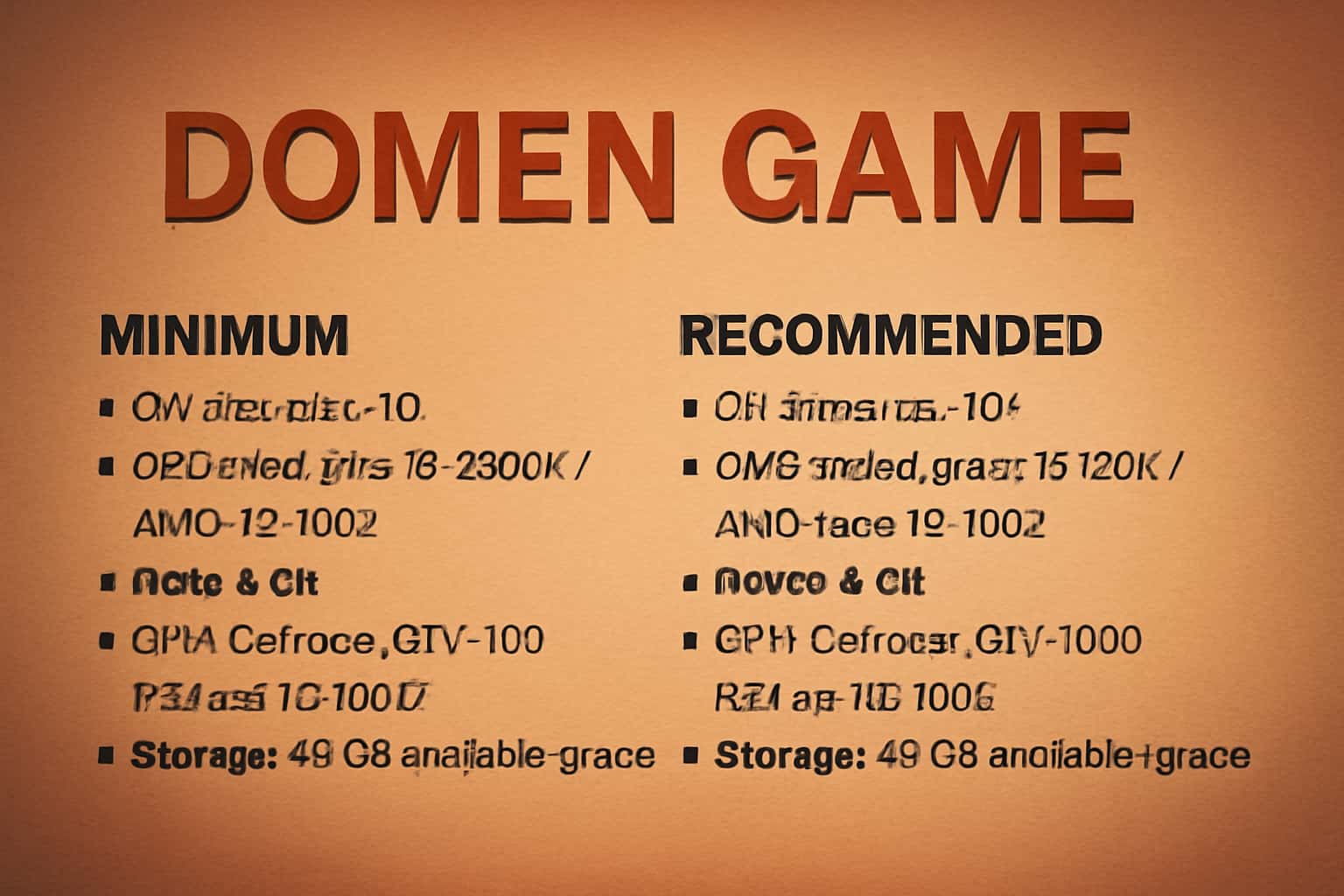 Informational scene illustrating the requirements for Domen Game.